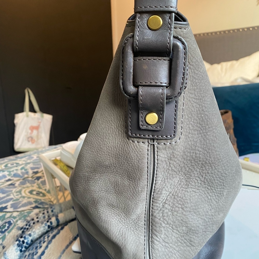 Cole Haan Leyden II Nubuck Leather Hobo Bucket Bag , Gray - Picture 7 of 16